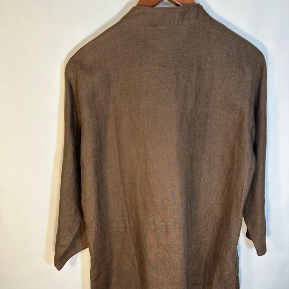 Chico’s Olive Green Tian 100% Linen Asian Art Jacket Blazer Coat Long Sleeve 2 - Picture 13 of 13